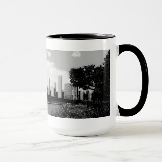Caneca de café da skyline de Posterized Chicago (Direita)