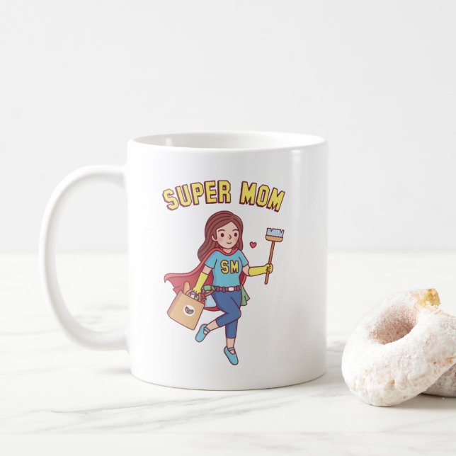 Caneca de café da Super Mãe Divertida (Com Donut)