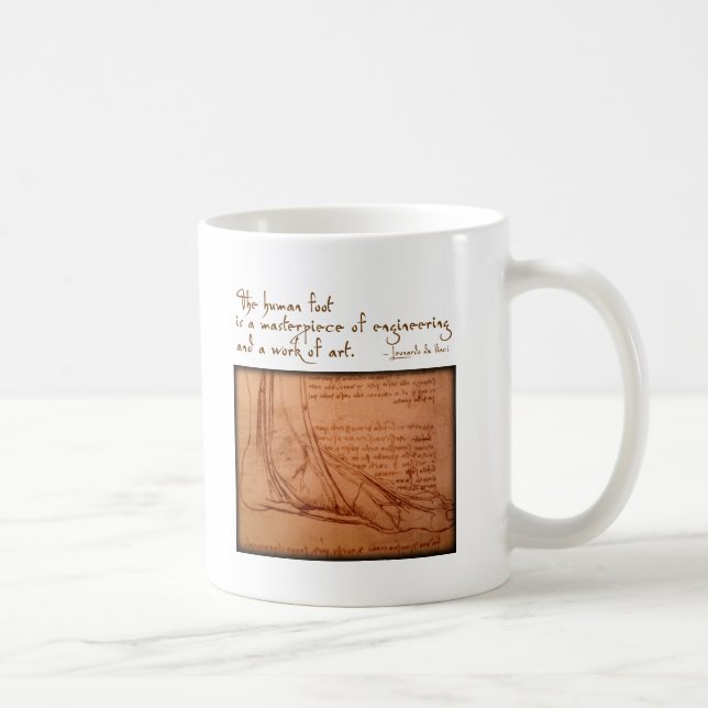 Caneca De Café da Vinci: "O pé humano é… " (Direita)