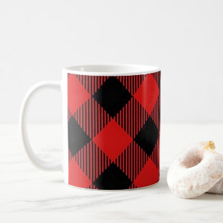 Caneca de café da xadrez do búfalo vermelho e