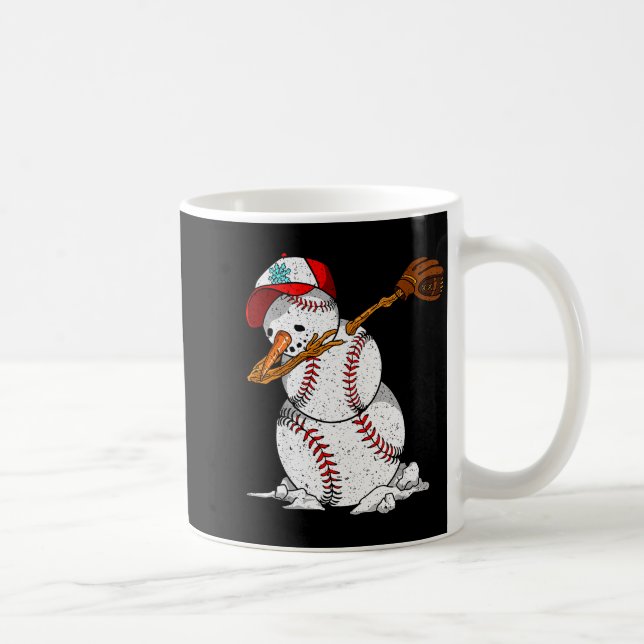 Caneca De Café Dabbing Baseball Snowman Snow Christmas Xmas Holid (Direita)