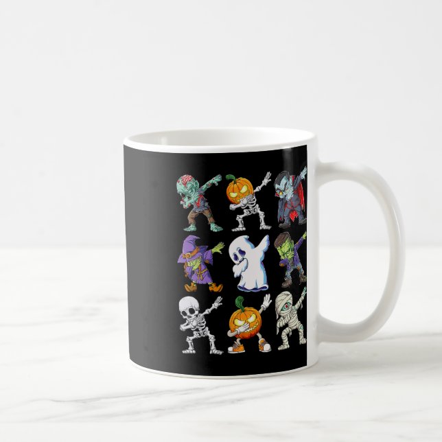 Caneca De Café Dabbing Halloween Boys Skeleton Zombie Scary Pumpk (Direita)