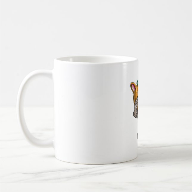 Caneca De Café Dabbing Skeleton Corgi Cute Halloween Corgi Funny (Esquerda)