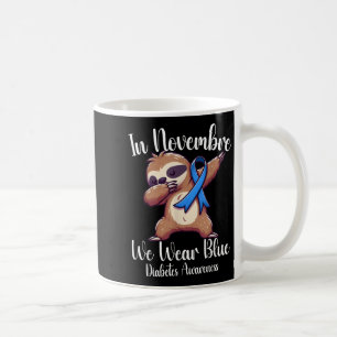 Caneca De Café Dabbing Sloth Em Novembro Vestimos A Diabetes Azui