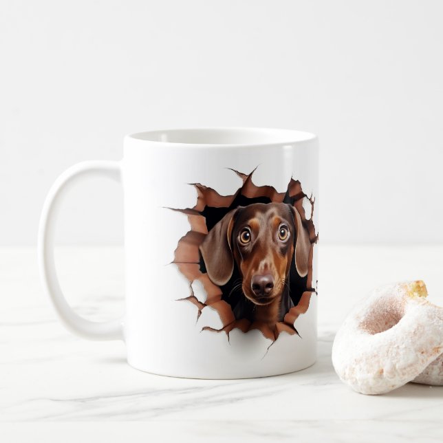Caneca De Café Dachshund   (Com Donut)