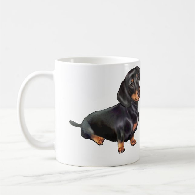 Caneca De Café Dachshund (A) - Preto e bronzeado (Esquerda)