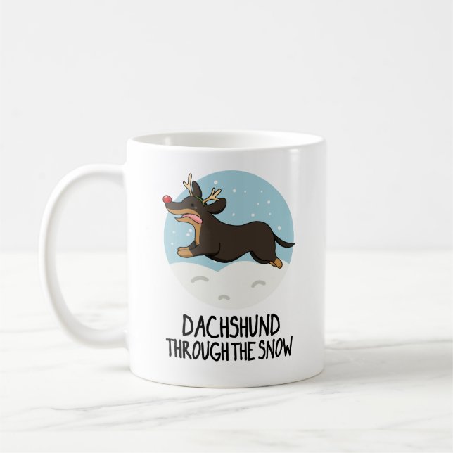 Caneca De Café Dachshund Através Da Arma De Natal Engraçado Da Ne (Esquerda)