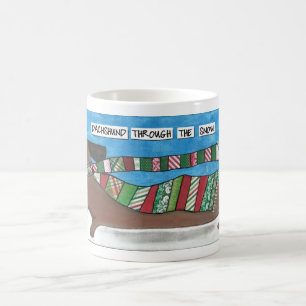 Caneca De Café Dachshund Através da Neve - Doxie Natal Divertido