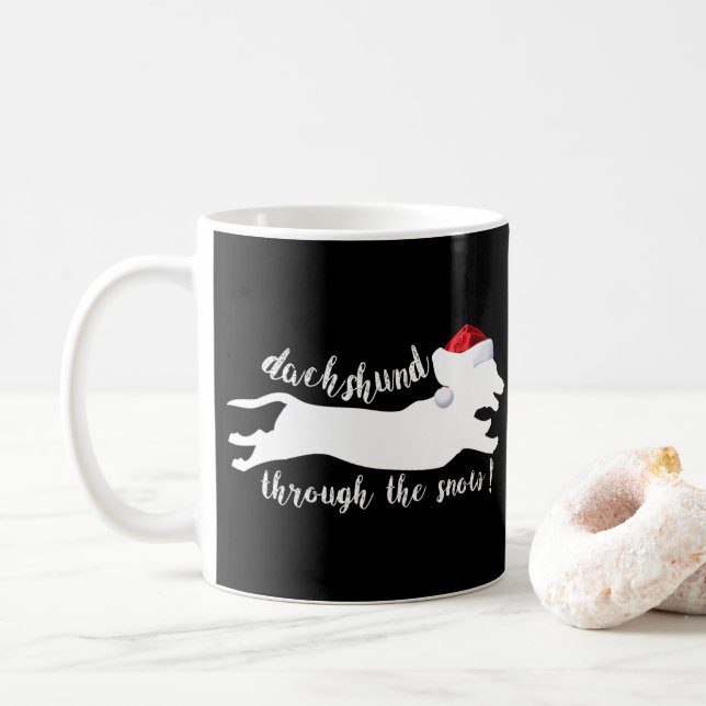 Caneca De Café Dachshund através das Férias de Natal da neve (Com Donut)