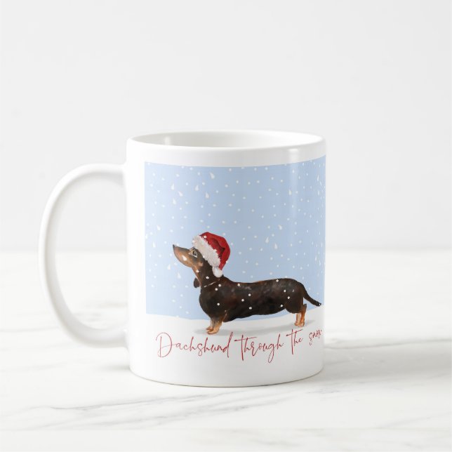 Caneca De Café DACHSHUND ATRAVÉS DO Natal Fofo (Esquerda)
