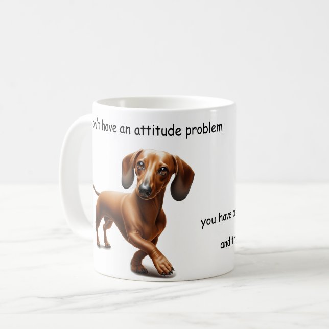Caneca De Café Dachshund Attitude (Frente Esquerda)