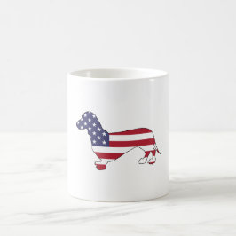 Caneca De Café Dachshund "bandeira americana "
