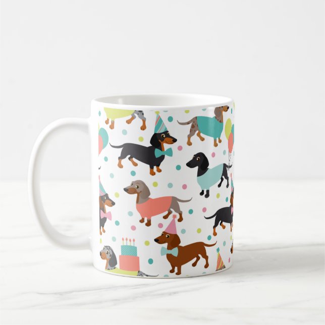 Caneca De Café Dachshund Birthday Coffee Mug (Esquerda)
