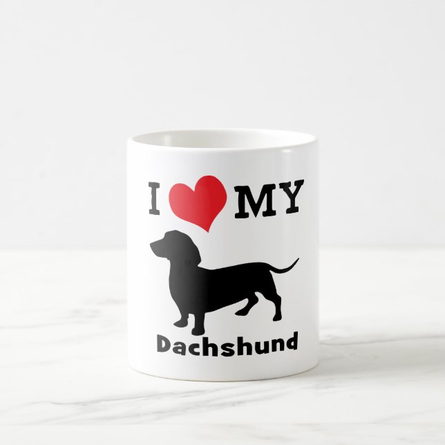 Caneca De Café Dachshund Black Impressão (Centro)