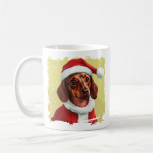 Caneca De Café Dachshund Com Roupa De Papai Noel - Natal 1