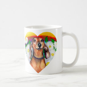 Caneca De Café Dachshund Daisy Patch
