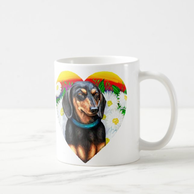Caneca De Café Dachshund Daisy Patch B&T (Direita)