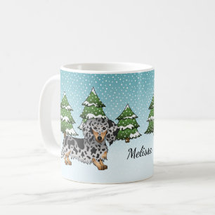 Caneca De Café Dachshund De Cabelo Longo De Preto E Tan