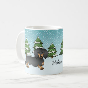 Caneca De Café Dachshund de Cabelo Longo Preto e Prolongado - Flo
