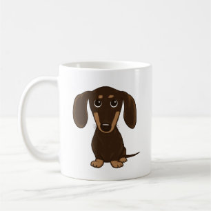 Caneca De Café Dachshund de Chocolate Curto Cachorro-esmalte