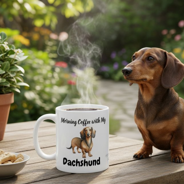 Caneca De Café Dachshund de estimação Sandy Brown Manhã  (Criador carregado)