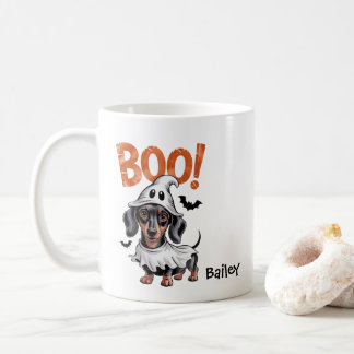 Caneca De Café Dachshund de Halloween personalizado  