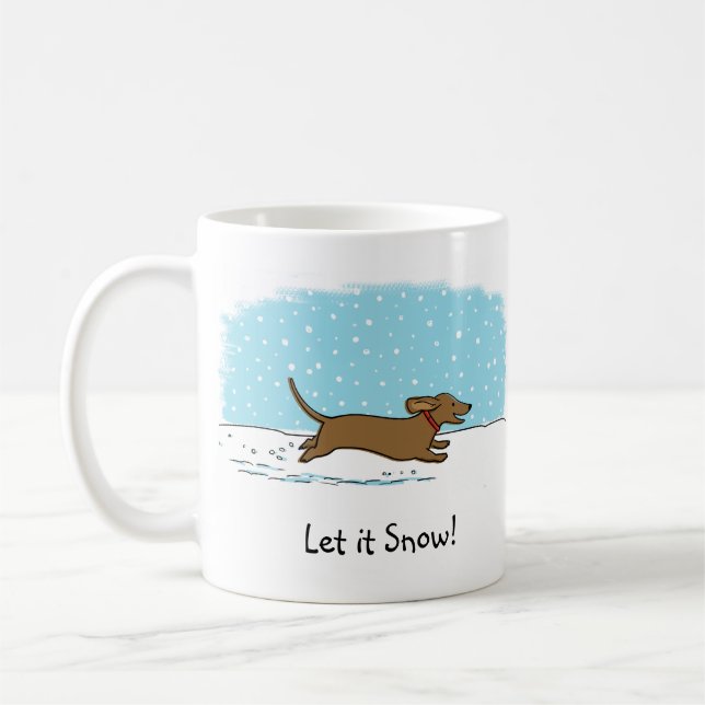 Caneca De Café Dachshund Deixe-o nevar - Feliz Feriado de Cachorr (Esquerda)