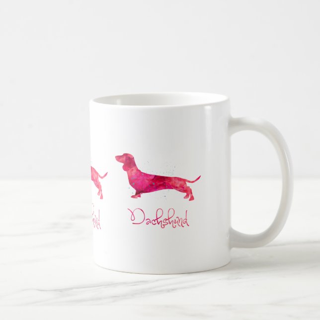 Caneca De Café Dachshund - Design de Aquarela (Direita)