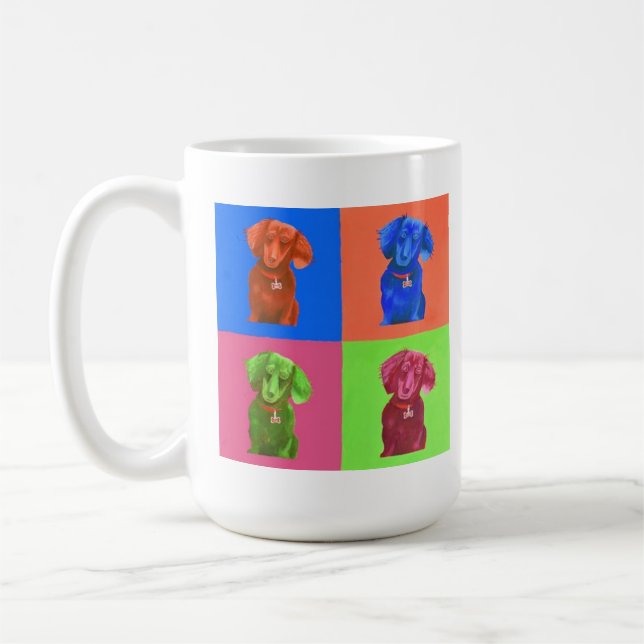 Caneca De Café Dachshund do pop art (Esquerda)