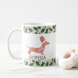 Caneca De Café Dachshund Dog Feliz Natal