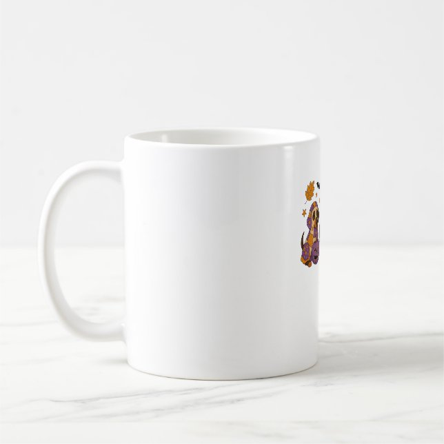 Caneca De Café Dachshund Dog Ghost Halloween (Esquerda)
