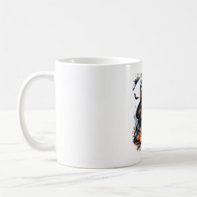 Caneca De Café Dachshund Dog Halloween (Esquerda)