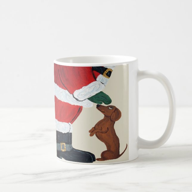 Caneca De Café Dachshund e papai noel (Direita)