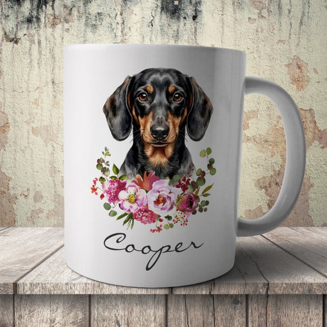 Caneca De Café Dachshund em aquarela (Criador carregado)