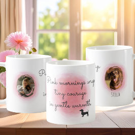 Caneca De Café Dachshund em Aquarela Rosa Pastel - Foto Personali