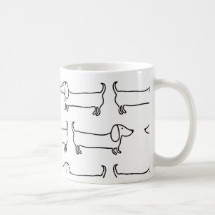 Caneca De Café Dachshund em preto-branco