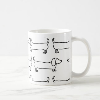 Caneca De Café Dachshund em preto-branco