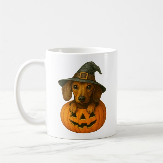 Caneca De Café Dachshund em Pumpkin (Esquerda)