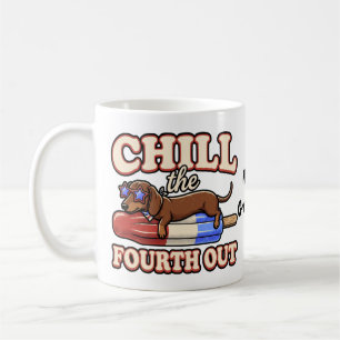 Caneca De Café Dachshund Engraçado 4 de Julho Esfrie o Quarto