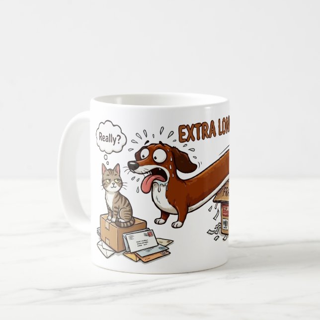 Caneca De Café Dachshund Extra Longo Extra Fofo (Frente Esquerda)