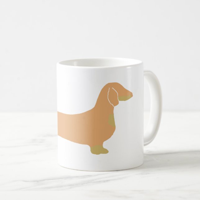 Caneca De Café dachshund fawn e da silhueta bronzeada (Frente Esquerda)