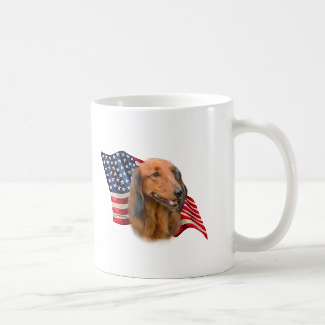 Caneca De Café Dachshund Flag (Direita)
