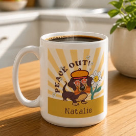 Caneca De Café Dachshund Groovy | Paz Total 