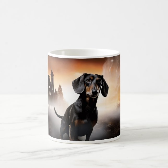 Caneca De Café Dachshund Halloween Assustador (Centro)