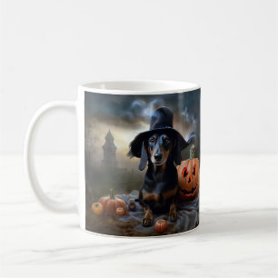 Caneca De Café Dachshund Halloween Scary