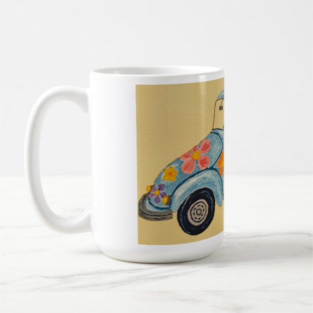 Caneca De Café Dachshund in Hippie car  (Esquerda)