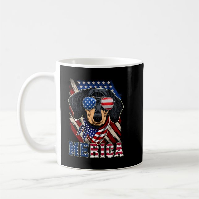 Caneca De Café Dachshund Merica 4 de julho (Esquerda)