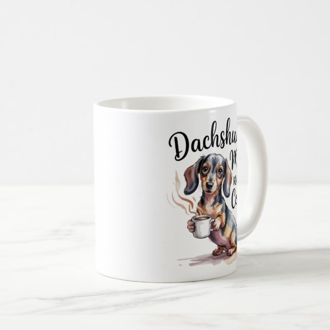 Caneca De Café Dachshund Mom Needs Coffee Funny Coffee Mug Dachsh (Frente Esquerda)