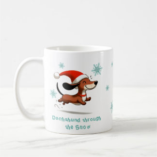 Caneca De Café Dachshund na neve cachorrinho de Natal