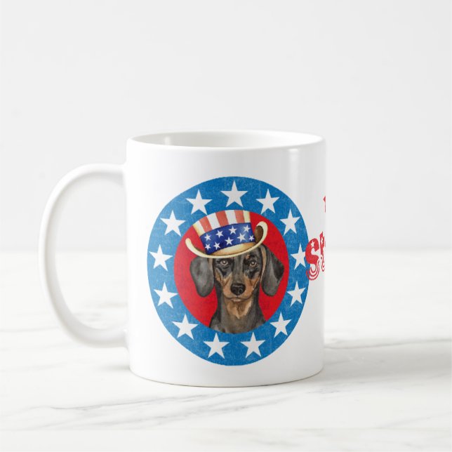 Caneca De Café Dachshund Patriótico (Esquerda)